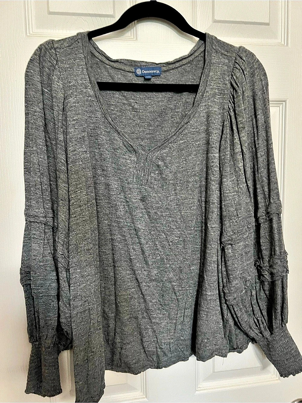Democracy Long Sleeve Tunic in Gray Size 1X